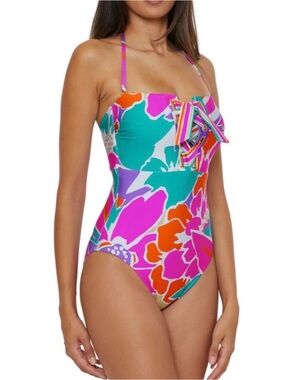 Trina Turk Amalfi Laceup Bandeau One-Piece Swimsuit -  size 6